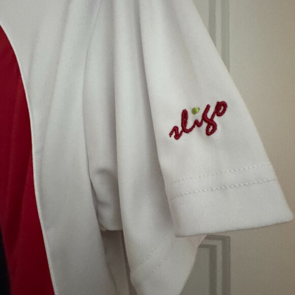 Sligo Men Golf Polo Shirt Red White and Gray Short Sleeves Collar size Medium - Picture 6 of 6